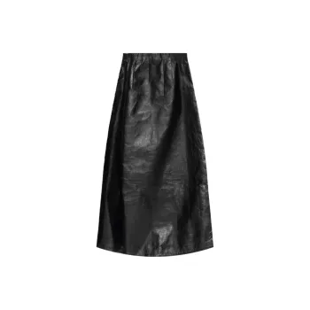 MARNI Pleated Leather Maxi Skirt