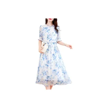 Ink Beauty Short-Sleeved Dresses Women's Blue