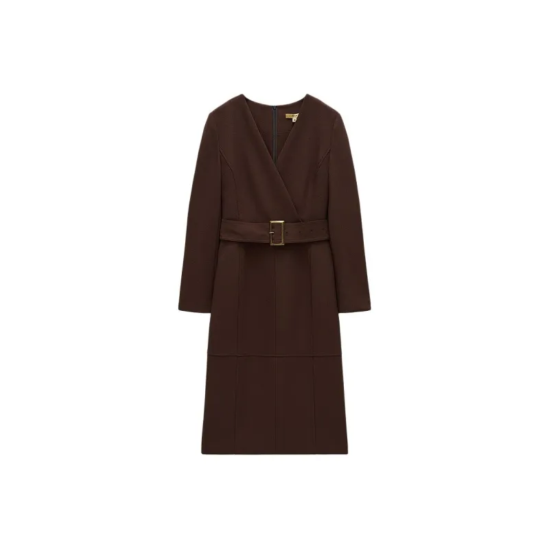 INSUN Long Sleeved Dress Women's Burgundy-0