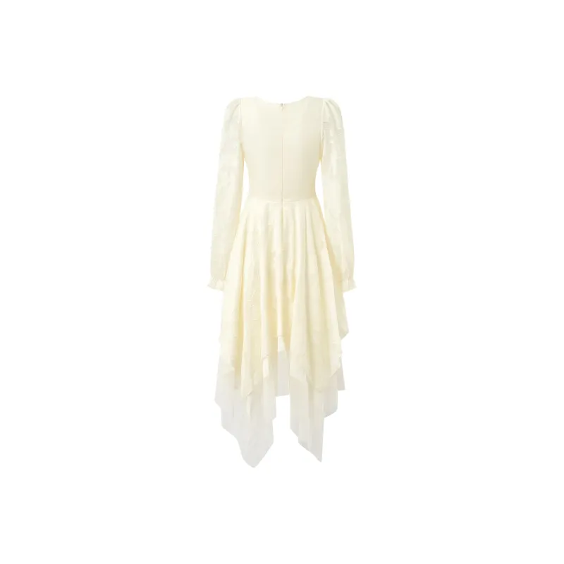 Vine Color Short Sleeved Dress Women's Apricot-4