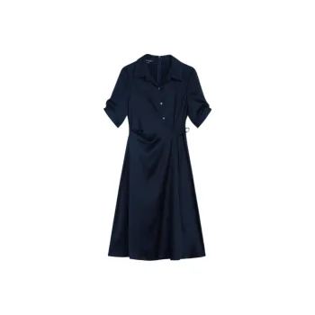 Yiner Short Sleeved Dress Women's Navy Blue