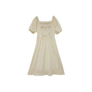 Icicofficial Short-Sleeved Dresses Women's Apricot