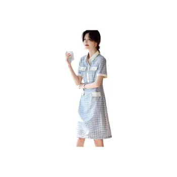 XWI Short Sleeved Dress Women's Light Blue+White