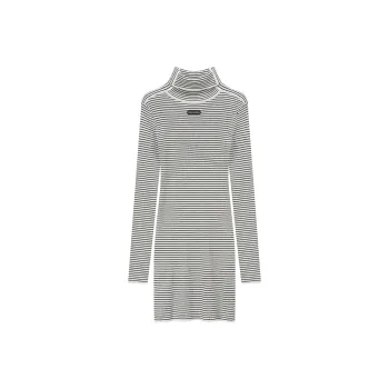 CHUU Long-Sleeved Dresses Women's Black White Stripes
