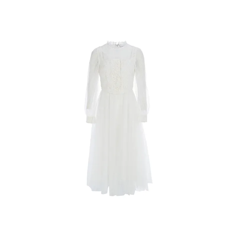 Marie Elie Long-Sleeved Dresses Women's White-0