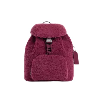 COACH PACE Shearling Backpack Small Size Women's Silver & Pink