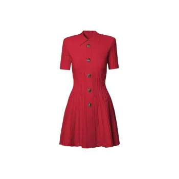 BALMAIN Short Sleeved Dresses Women's Red
