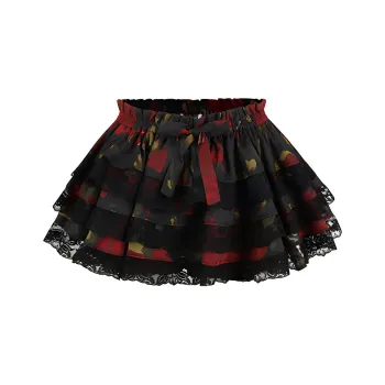 Selkie Collection SS25 Casual Shorts Women's Red Rose Print Under The Night