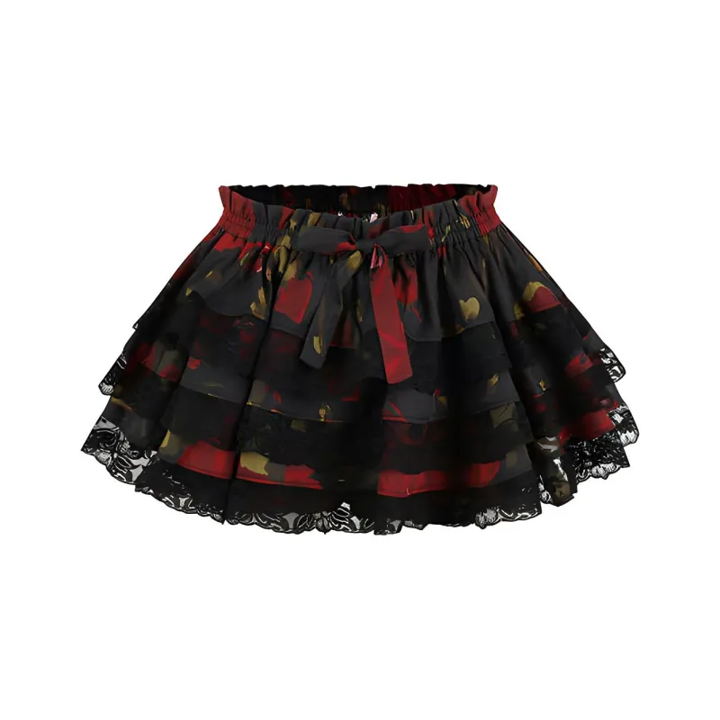 Selkie Collection SS25 Casual Shorts Women's Red Rose Print Under The Night-0