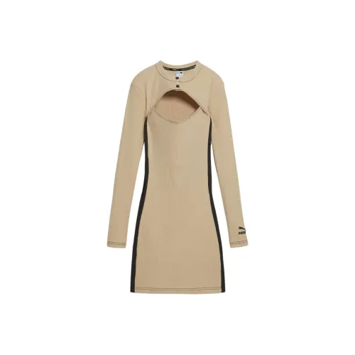 PUMA Long-Sleeved Dresses Women's Apricot