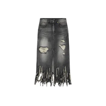 WE11DONE Denim Long Skirts Women's Black