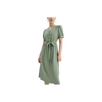 GOELIA Short-Sleeved Dresses Women's Gray Green