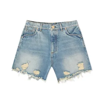 BALMAIN Distressed Denim Shorts