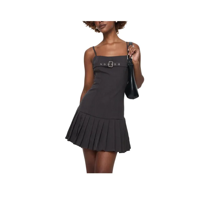 PRINCESS POLLY VALLETTA MINI DRESS Slip Dresses Women's Slate/Board Rock Gray-0
