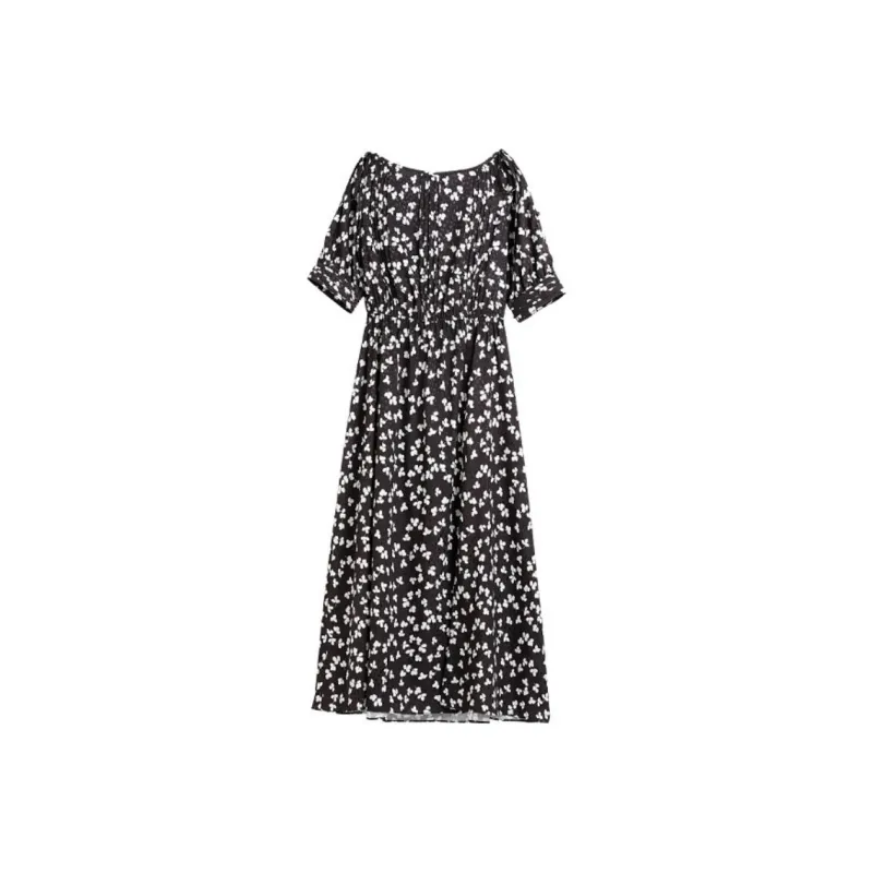 Hang Yi Court Short Sleeved Dresses Women's Black-0