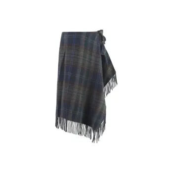 Polo Ralph Lauren Fringe Trim Plaid Wrap Skirt