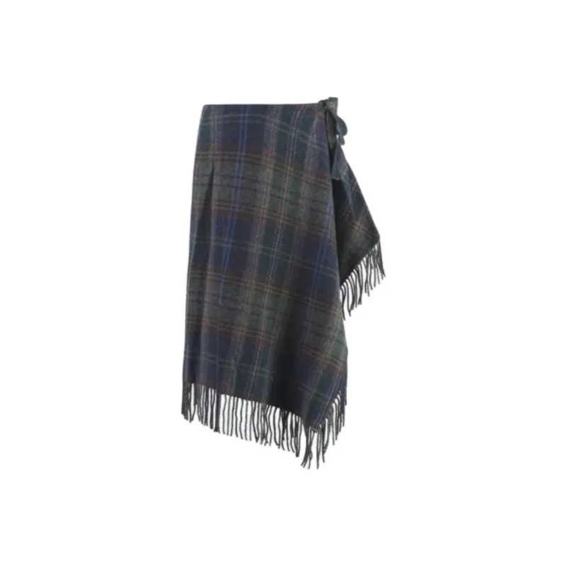 Polo Ralph Lauren Fringe Trim Plaid Wrap Skirt-0