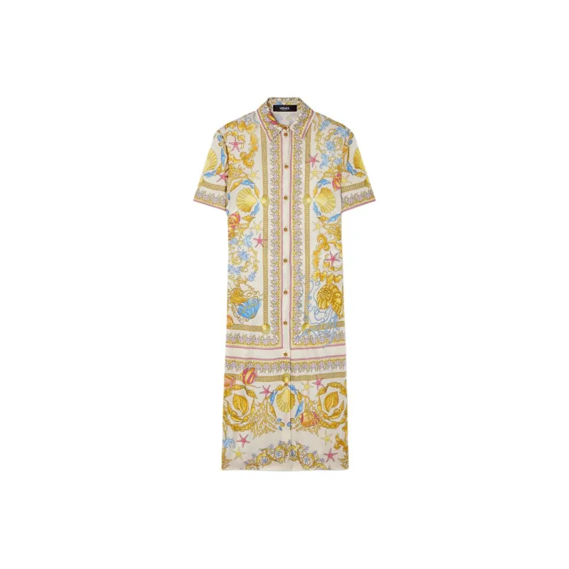 VERSACE Underwater Barocco Midi Shirt Dress-0