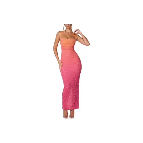 OH POLLY MONTE CARLO Slip Dresses Women's Red And Orange Ombre/Red And Orange Gradient