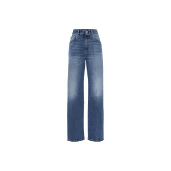Brunello Cucinelli Logo Patch High Waist Straight Leg Jeans