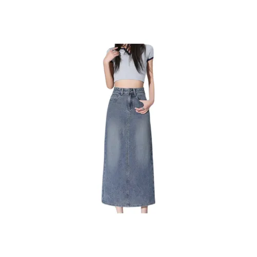 FLIM Denim Long Skirt Women's Blue