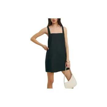 REFORMATION Cami Linen Dress Slip Dresses Women's Black