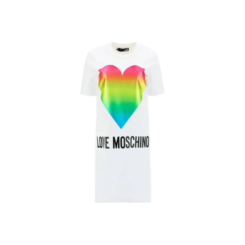 LOVE MOSCHINO Short Sleeved Dresses Women's White-0