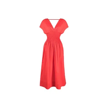 Staud Jackson Smocked-waist Midi Dress