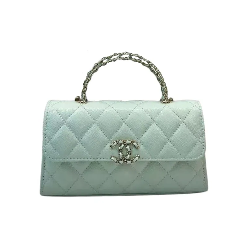 CHANEL Cow Leather Shoulder Bag, Crossbody Bag, Handbag Women's Green-0