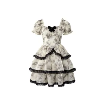 Hao Zhilang Short Sleeved Dress Women's Marble Rose