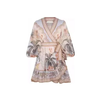 Zimmermann Wylie Mini Wrap Frill Dress