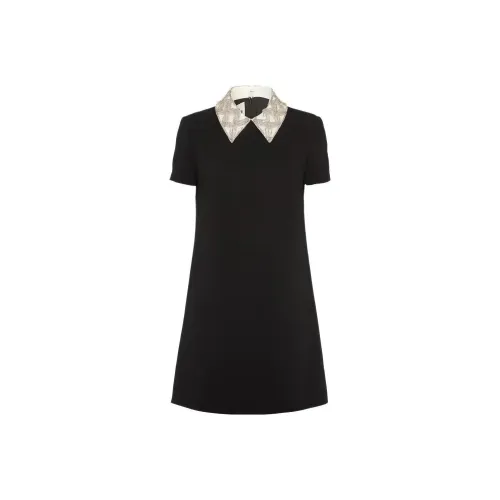 MIU MIU FW22 Short-Sleeved Raffiaes Women's Black