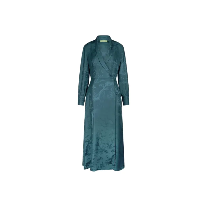 Shanghai Tang Winding Stream Party Silk Wrap Dress-0