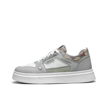 Warrior Anti Slip And Wear Resistant Height Increasing Low Top Skateboard Shoes Men's Gray White Green