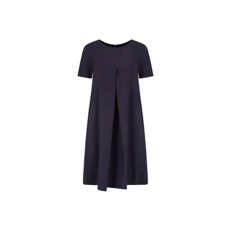 EMPORIO ARMANI Techno Cady Flared Dress With Oversized Godet Pleat-0