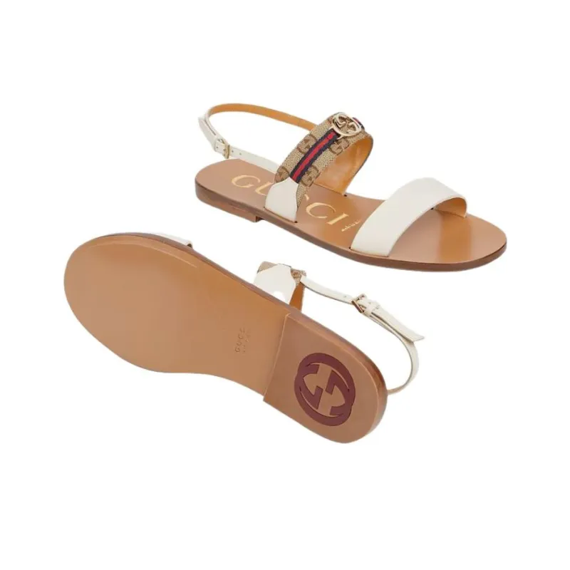 GUCCI Interlocking One Strap Sandals Women's White-5