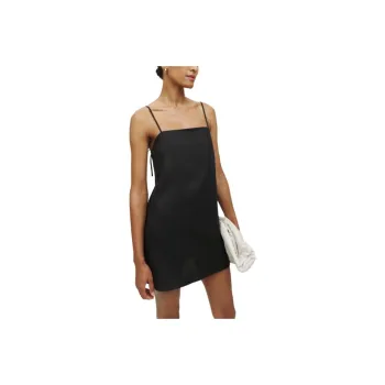 REFORMATION Aubree Linen Dress Slip Dresses Women's Black