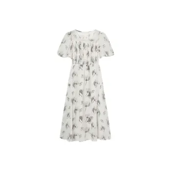 DIALOGUE Short Sleeved Dresses Women's Beige Apricot With Floral