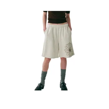 MARDI MERCREDI SS25 OVERSIZED SWEAT BERMUDA FLOWER_OATMEAL TAUPE Casual Shorts Korean Style Women's Oat Gray Umber