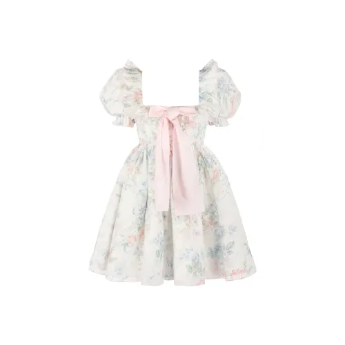 Selkie Collection Short Sleeved Dress Women's Garden Print
