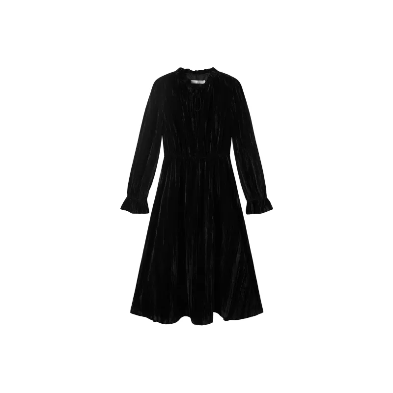 DIALOGUE Long Sleeved Dress Women's Elegant Black-0
