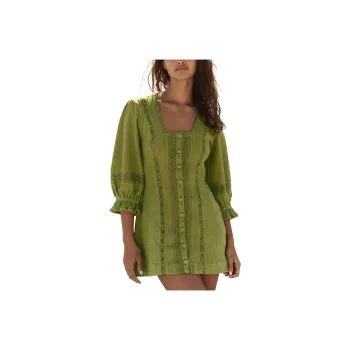 FREE PEOPLE Jules Mini Long-Sleeved Dresses Women's Golden Lime/Gold Lime Green