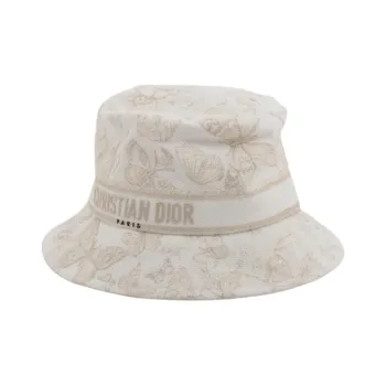 DIOR Cotton Fabric Bucket Hats Women's White