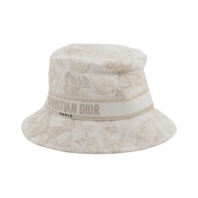 DIOR Cotton Fabric Bucket Hats Women's White-0
