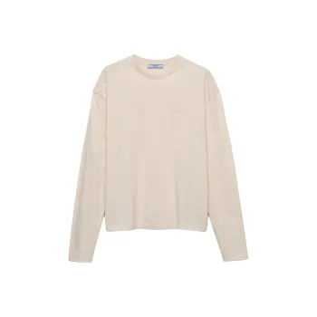 PRADA Drop Shoulder Sleeve T Shirt Women's Pink Mist White