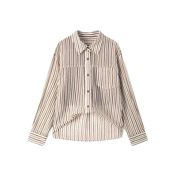 EICHITOO Shirt Matching Set Women's Dark Red Stripes