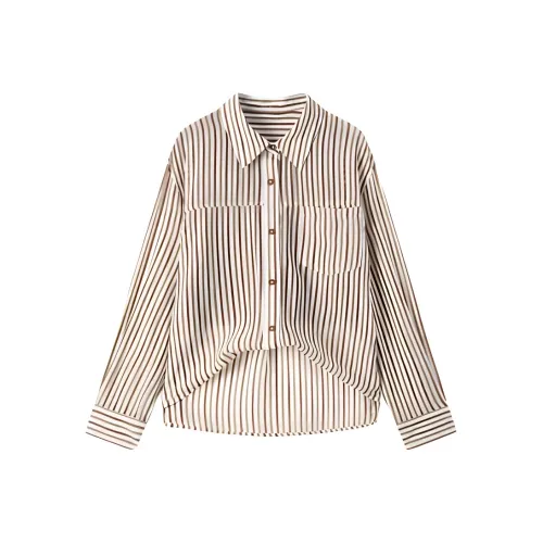 EICHITOO Shirt Matching Set Women's Dark Red Stripes