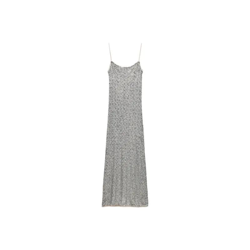 ZARA Slip Dresses Women's Silver-0