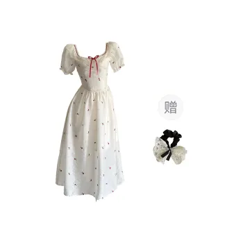 PAVEA Short Sleeved Dress Women's White+Hair Tie Comes With