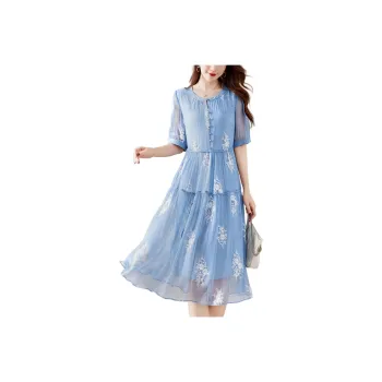 Ink Beauty Short Sleeved Dresses Women's Denim Blue